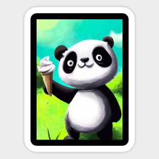 Panda with Ice Cream Sticker